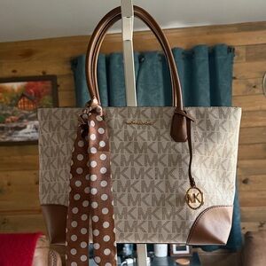 Michael Kors Tan and Brown Tote Bag